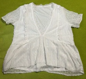 Nordstrom Chic White Ruffle Blouse thumbnail 1