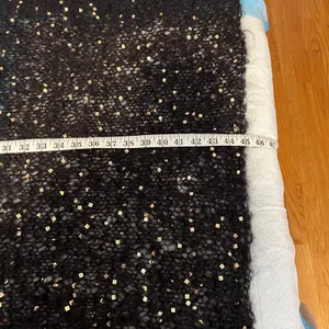 Womens Black Mohair Evening Wrap Shawl Gold Square Sequins Handknit thumbnail 7
