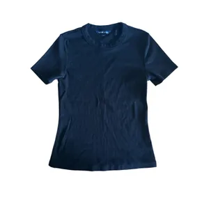 Veronica‎ Beard Pruitt Ribbed Crewneck T-shirt Small Black Knit Cotton thumbnail 3