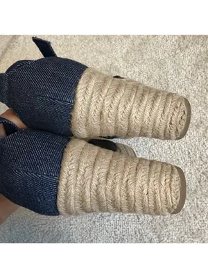 Christian Siriano Denim Espadrille Wedge Sandals Sz 6 Blue Open Toe Heels thumbnail 6