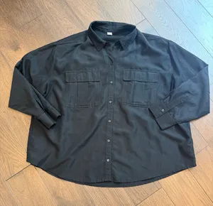 Old Navy Black Button-Front Oversized Long Sleeve Shirt XL - C10-034 thumbnail 1