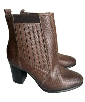 Firenze New Size 6 M 36 Brown Reptile Textured Leather Pointy Toe Boots Booties thumbnail 1