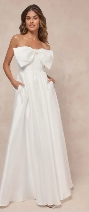 LULUS Bridal Wedding Rehearsal Dinner Reception Bustier Corset Maxi Gown NWT thumbnail 1