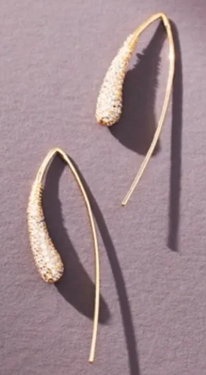 Anthropologie Gold Pave Rhinestone Teardrop Threader Earrings NWT thumbnail 1