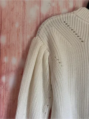 English Factory Ivory Puff Sleeve High Crewneck Sweater Size XS thumbnail 13
