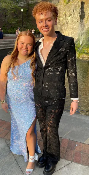 Blue Sherri Hill Prom Dress Sequin thumbnail 3