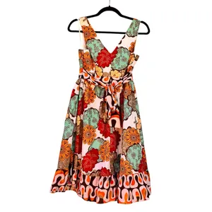 American Rag 100% Cotton Floral Above Knee Dress Small Retro Boho Tie Waist EUC thumbnail 12