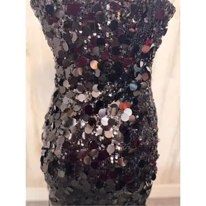 AKIRA Black Sequin Lace Up Mini Dress Womens Size Small S Spaghetti Strap Bodyco thumbnail 6