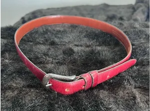 Vintage Coach Red Belt 32 Real Glove Tanned Cowhide Leather Solid Brass thumbnail 1