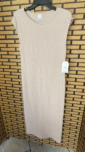 Time And Tru Tan Textured Midi‎ Tank Maternity Dress Size Medium thumbnail 1
