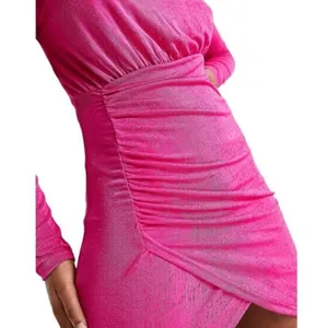 ASOS‎ Urban Revivo Pink Long Sleeve Slinky Mini Ruched Side Dress Size 6 thumbnail 10