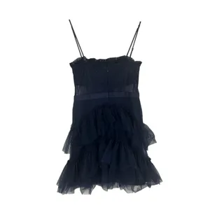 Next Up Corset Tiered Ruffle Mesh Mini Dress Navy Blue Party Cocktail Size 7/8 thumbnail 5