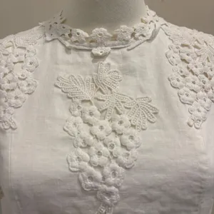 Corey Lynn Calter Anthropologie Lorient White Linen Crochet Mini Dress 6 Cottage thumbnail 6