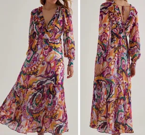 Anthropologie The Odetta Ruffled V-Neck Dress, Size XXS thumbnail 2