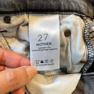 MOTHER The Zip Stunner Two Step Fray Jeans Womens 27 Grey Edgy Skinny High Rise thumbnail 8