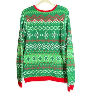 Holiday Time Womens Size Medium Ugly Christmas Sweater Cow Reindeer Green Winter thumbnail 3