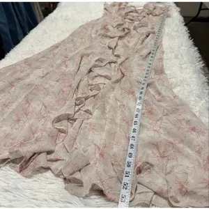 NEW Storia Ruffle Maxi Dress in Gray Pink Floral Large thumbnail 5