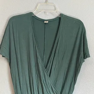 Old Navy Green V-Neck Short Sleeve Elastic Waist Drawstring Romper thumbnail 2