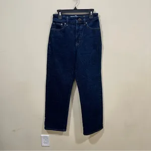 Madewell Women's The Curvy '90s Straight Leg Jeans dark blue wash denim size 23 thumbnail 3