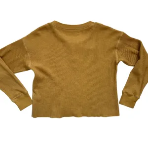 Abercrombie & Fitch XS Mustard Yellow Waffle Knit Lace‎ Up Thermal Top Henley thumbnail 11