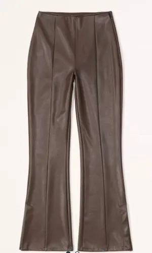 Abercrombie & Fitch Vegan Leather Brown Flare Pants thumbnail 1