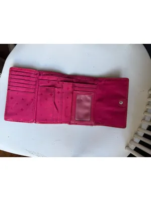 Fossil Red Leather Trifold Wallet with Zipper Pocket thumbnail 4