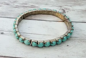 Vintage Stretch Bracelet Turquoise Tone thumbnail 6