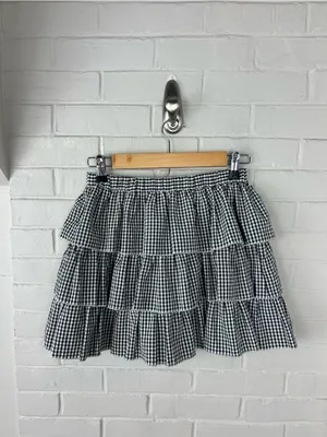 Forever 21 Gingham Plaid Ruffle Mini Skirt Size S thumbnail 6