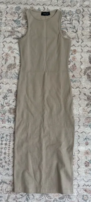 White Fox Ribbed High Neck Maxi Dress thumbnail 1