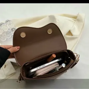 Unisex Brown Saddle Bag / camera bag with Wide Strap crossbody thumbnail 6