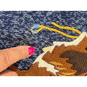 VTG Blair Dog Motif Embroidered Cardigan Sweater Women L Navy Grandma Core Retro thumbnail 13
