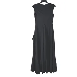 Black Sleeveless Wrap Midi‎ Dress Ruffle Hem Size L Feminine Party Formal Chic thumbnail 9