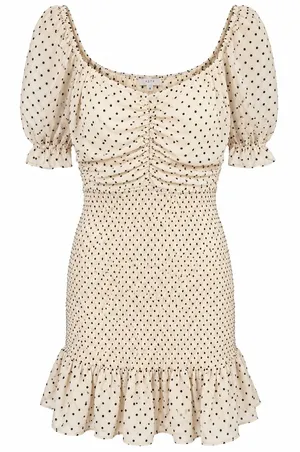 Astr The Label Cream and Black Polka Dot Mini Dress M thumbnail 1
