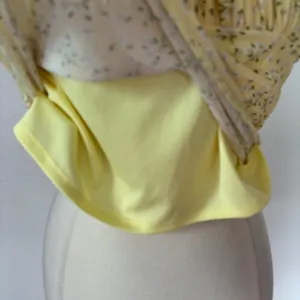 Faded Rose Yellow Floral Sleeveless Empire Waist Lace Trim Crop Top thumbnail 4