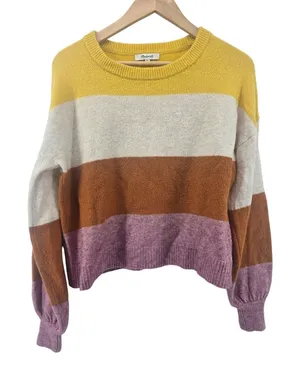 Madewell Sweater Womens XS Wool Alpaca Colorblock Stripe Yellow Multi EUC thumbnail 1