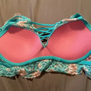 VS PINK Teal Lace Push Up Bra size M. thumbnail 4