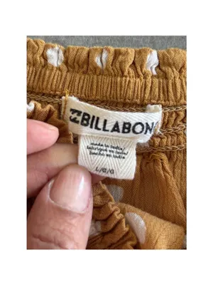 Billabong Tube Top Large Mustard Yellow Polka Dot Smocked Cropped Strapless thumbnail 4