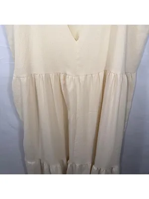 Cream Tiered Halter Maxi Dress Size XL thumbnail 7