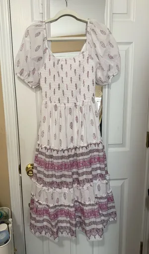 Wonderly Paisley Smocked Midi Dress thumbnail 1