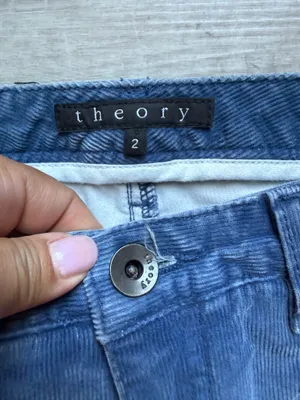 Theory Blue Corduroy Pants Size 2 Low Rise Flare Bootcut Retro Y2K Style thumbnail 2