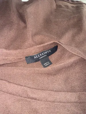 NWT AllSaints Rita Boat Neck Long Sleeve Top Medium BITTER BROWN thumbnail 7