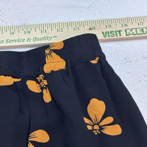 Women's Black Orange Floral Ruffle Hem Midi Skirt Elastic Waist Boho Size XL thumbnail 7