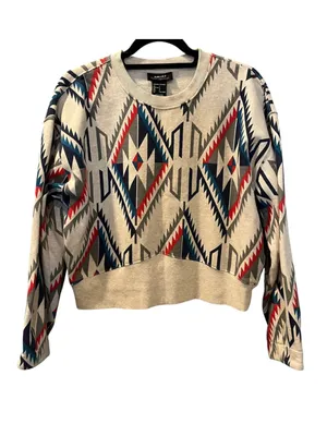 Ariat Cropped Chimayo Grande Print Sweatshirt Size L Southwestern Boho Aztec thumbnail 1