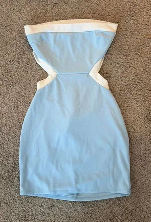Baby blue cutout dress thumbnail 1