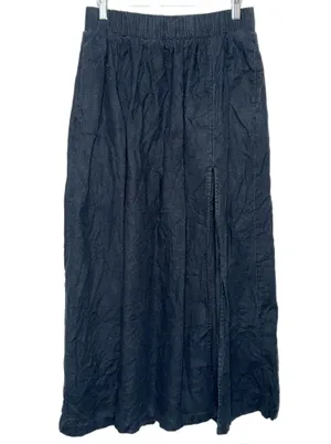 Abercrombie & Fitch Black Linen Cotton Maxi Skirt with High Slit Womens Size M thumbnail 1