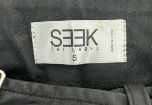 LF Seek The Label black vegan leather Moto biker asymmetrical zip mini skirt S thumbnail 2