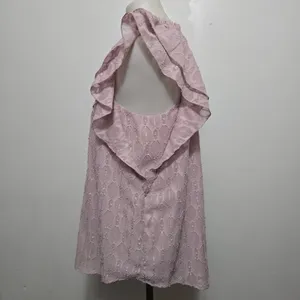 LOFT Ruffle Sleeve Top Blouse Lightweight Metallic Ice Rose Size L Feminine thumbnail 3