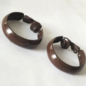 Vintage Brown Hoop Clip-on Costume Retro Earrings thumbnail 3