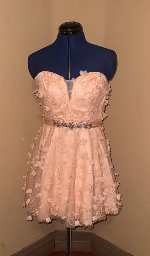 Floral Peach mini dress by brand B Darlin Dress thumbnail 1