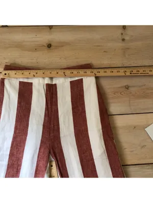 Madewell NWOT Women's Orange/Brown Striped Pull On Wide Leg Pants Size ST thumbnail 9